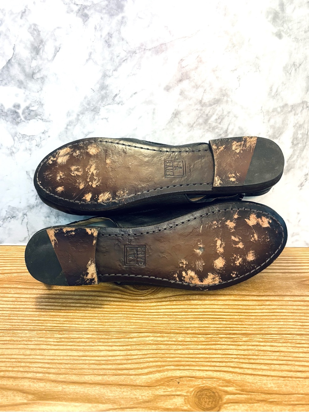 Frye Carson Sling Back Leather Black Ballet Flats Size 8.5 - Picture 9 of 9
